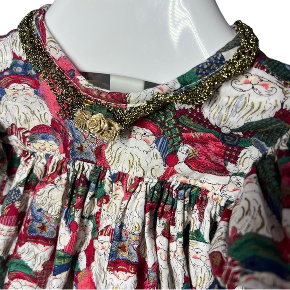 VTG 90's Santa Print THREE BLIND MICE Christmas Bubble Romper w/Bow Sz 6 months - Picture 3 of 10